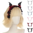 thumbnail image 1 of DHFJKG Bat Wing Headband, Halloween Bat Headbands For Women Bow Mesh Headwear Halloween Party Accessories, 1 of 3