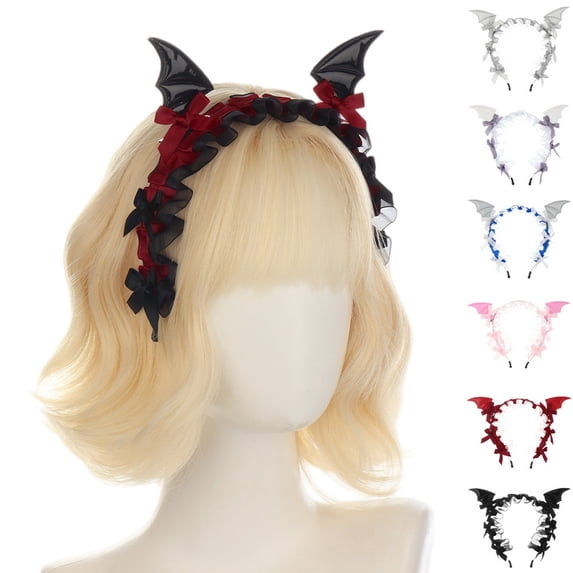 DHFJKG Bat Wing Headband, Halloween Bat Headbands For Women Bow Mesh Headwear Halloween Party Accessories