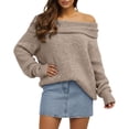 thumbnail image 1 of DHFJKG Batwing Long Sleeve Sweaters Women Off Shoulder Knitted Pullover Soft Casual Loose Fit Fashion Spring Fall Outfits Trendy Tops, 1 of 6