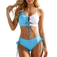 thumbnail image 1 of DHFJKG Bikini Sets For Women 2 Piece Swimsuits Hallow Out Ruched Bathing Suit With High Rise Briefs Bottoms Soft Beachwear, 1 of 4