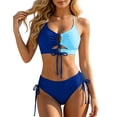 thumbnail image 1 of DHFJKG Bikini Sets For Women 2 Piece Swimsuits Hallow Out Ruched Bathing Suit With High Rise Briefs Bottoms Trendy Beachwear, 1 of 4
