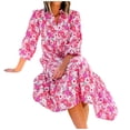 thumbnail image 1 of DHFJKG Bohemian Floral Dresses For Women Long Sleeve Casual Loose Fit Turndown Collar Spring Summer Midi Dress Beach OutFits Soft Dresses, 1 of 5