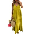 thumbnail image 1 of DHFJKG Bohemian Summer Women Dress Beach Vacation Clothes Solid Color Sleeveless V Neck Maxi Dress Flowy Trendy Dresses, 1 of 5