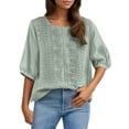 thumbnail image 1 of DHFJKG Boho T Shirts For Women Floral Embroidered Loose Fit Half Sleeve Breathable Linen Summer Top Beach Vacation Clothes Versatile Tops, 1 of 4