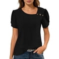 thumbnail image 1 of DHFJKG Bohomian T Shirts For Women Short Sleeve Summer Beach Hallow Out Casual Loose Fit Solid Color Basic Tee Vacation Clothes Versatile Tops, 1 of 6