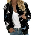 thumbnail image 1 of DHFJKG Bomber Jackets For Women Butterfly Printed Zipper Baseball Jacket Lightweight Casual Daily Wear Trendy Outerwear, 1 of 5