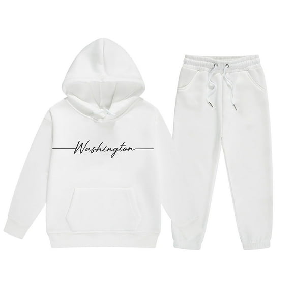 DHFJKG Boys 2 Piece Tracksuit Hoodies Long Sleeved Letter Print Hooded Sweatshirts Elastic Drawstring Ankle-Tied Sweatpants Outfits For 2-13 Years Cozy Sets