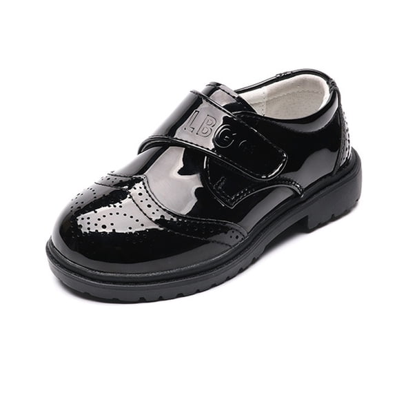 DHFJKG Boys Elegant Black Dress Shoes Non- Rubber Sole Round Toe For Formal Occasions Weddings Performances Cozy Shoes