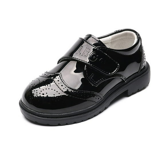 DHFJKG Boys Elegant Black Dress Shoes Non-Slip Rubber Sole Round Toe For Formal Occasions Weddings Performances Versatile Shoes