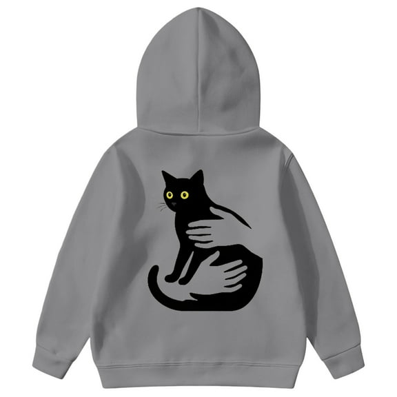 DHFJKG Boys Girls Graphic Hoodies Sweatshirt Kids Children Toddlers Cute Cat Printed Hooded Pockets Pullover For Fall Winter Comfort Tops