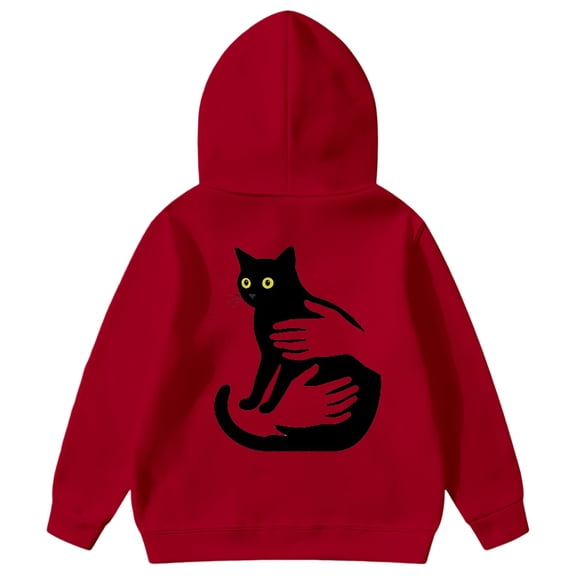 DHFJKG Boys Girls Graphic Hoodies Sweatshirt Kids Children Toddlers Cute Cat Printed Hooded Pockets Pullover For Fall Winter Leisure Tops