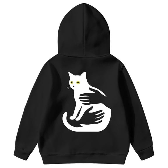 DHFJKG Boys Girls Graphic Hoodies Sweatshirt Kids Children Toddlers Cute Cat Printed Hooded Pockets Pullover For Fall Winter Soft Tops