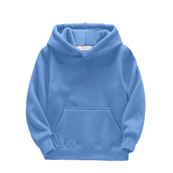 DHFJKG Boys Girls Hoodies Thermal Basic Top Thick Fuzzy Lining Solid Color Long Sleeve Pocket Sweatshirt Pullover Everyday Wear Soft Tops