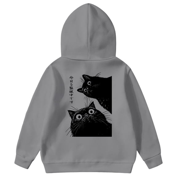 DHFJKG Boys Girls Playfull Hoodies Sweatshirt Kids Children Toddlers Cute Cat Printed Hooded Pockets Pullover For Fall Winter Cozy Tops
