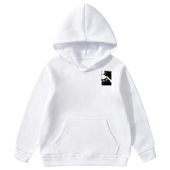 DHFJKG Boys Girls Playfull Hoodies Sweatshirt Kids Children Toddlers Cute Cat Printed Hooded Pockets Pullover For Fall Winter Cozy Tops