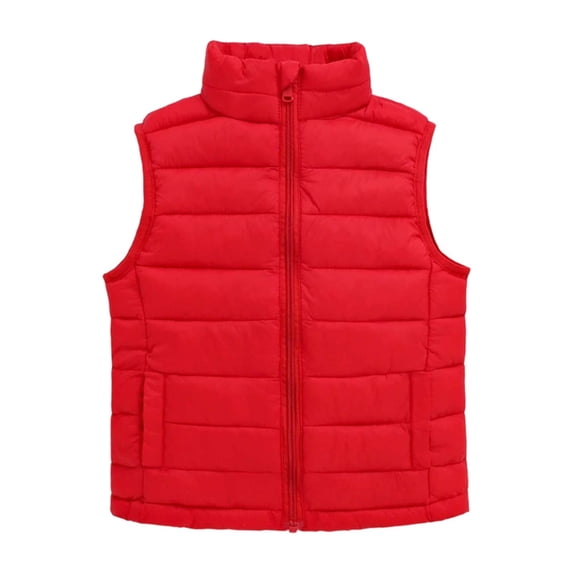 DHFJKG Boys Girls Quilted Padded Vest Lightweight Insulated Sleeveless Stand Collar Outerwear Solid Color Zipper Jacket For Kids Youth Soft Vests
