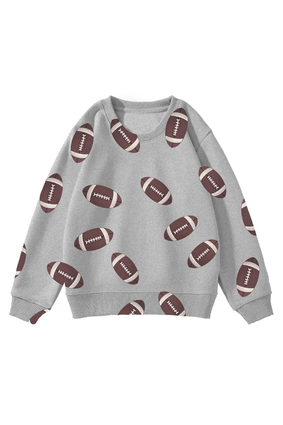 Boys Girls Sweatshirt Rugby Printed Casual Long Sleeve Crewneck Children's Pullover Autumn Winter Soft Tops