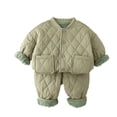 thumbnail image 1 of DHFJKG Boys Outfits 2 Piece Quilt Set Casual Long Sleeve Buttons Jacket With Pockets And Pants Comfy Fall Clothes For Toddler Kids 1-9 Years Stylish Solid Color Suitable Cute Set, 1 of 5