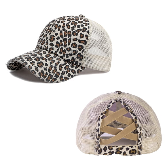 DHFJKG Breathable Mesh Baseball Cap For Women Adjustable Leopard Printed Hat Daily Vacation Headwear