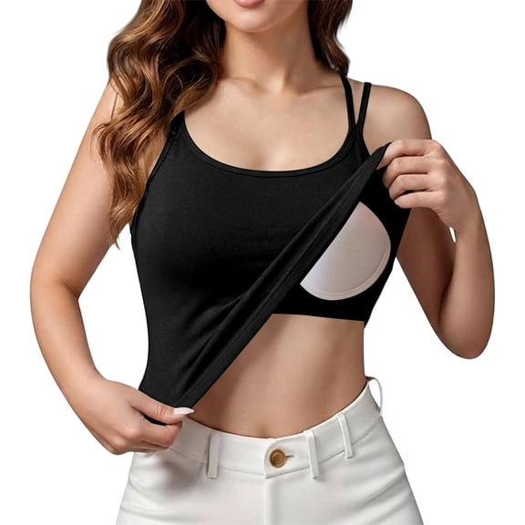 DHFJKG Camisole For Women For Under Clothes Tank Top With Built In Bra Summer Lightweight Sleeveless Scoop Neck Basic Tee Versatile Tops