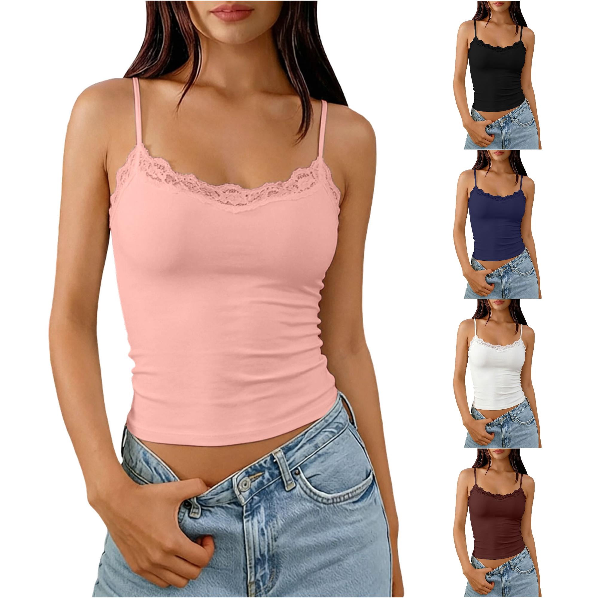 DHFJKG Camisole Tops For Women Lace Trim Tank Top With Built In