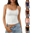 thumbnail image 1 of DHFJKG Camisole Tops For Women Lace Trim Tank Top With Built In Bra Spaghetti Strap Crop Cami Shirt Summer Going Out Clothes, 1 of 4