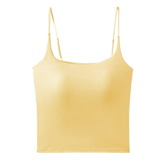 DHFJKG Camisole Tops For Women With Built In Bra Seamless Lightweight Layering Basic Crop Top Adjustable Spaghetti Straps Cami Shirts