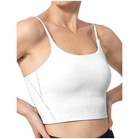 DHFJKG Camisole For Women For Under Clothes With Built In Bra Crop Tank Top Solid Color Summer Basic Tee Spaghetti Strap Workout Yoga Clothes Stylish Tops