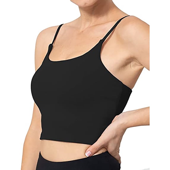 DHFJKG Camisole For Women For Under Clothes With Built In Bra Crop Tank Top Solid Color Summer Basic Tee Spaghetti Strap Workout Yoga Clothes Versatile Tops