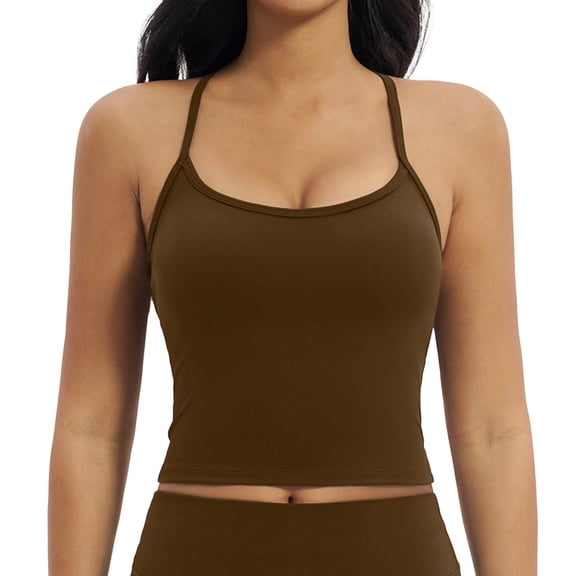 DHFJKG Camisole For Women Workout Racerback Crop Tank Top Yoga Running Slim Fit Sports Spaghetti Strap Cami Shirt Solid Color Basic Tee Summer Trendy Tops