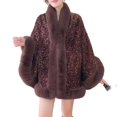 thumbnail image 1 of DHFJKG Cardigan For Women Sparkly Sequin Shawl Cape Thermal Fuzzy Lining Open Front Wrap Jackets Winter Insulated Comfort Outerwear, 1 of 3