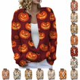 thumbnail image 1 of DHFJKG Cardigan Sweaters For Women Halloween Pumpkin Ghost Outerwear Tops Button Down Knit Sweater, 1 of 5