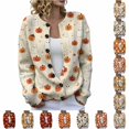 thumbnail image 1 of DHFJKG Cardigan Sweaters For Women Halloween Pumpkin Ghost Outerwear Tops Button Down Knit Sweater, 1 of 5