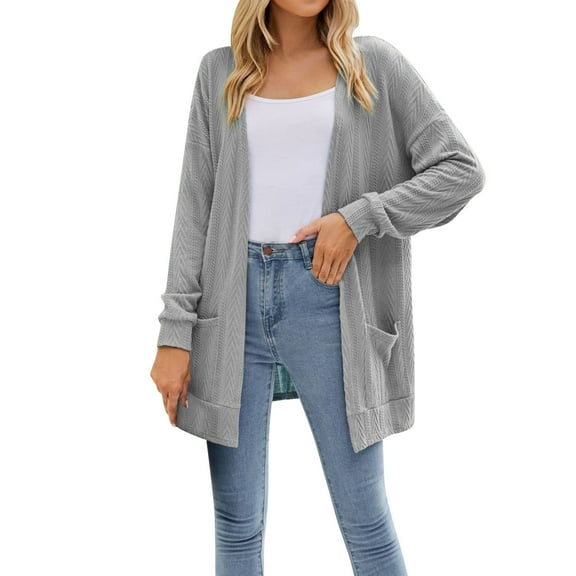 DHFJKG Cardigan Sweaters For Women Knitted Long Sleeve Open Front Lightweight Sweater Mediun Length Jackets With Pockets Casual Daily Wear Comfort Outerwear