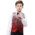thumbnail image 1 of DHFJKG Carnival Boys 4PCS Performance Suit Set Sparkly Gradient Sequins Vest With Long Sleeve Button Up Collared Shirts Bow-Tie Dress Pants Party Show Soft Outfit, 1 of 8
