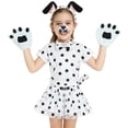 thumbnail image 1 of DHFJKG Carnival Girls Pied Dog Dress Up Outfits Polka Dot Print Tutu Layered Mesh Mini Skirt With Headband Nose Gloves Bow-Tie Tail 6PCS Set Comfortable Outfit, 1 of 4