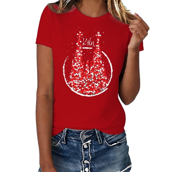 DHFJKG Carnival T Shirts For Women Short Sleeve Graphic Tee Festive Celebration Top Comfortable Casual Shirt For Ladies Summer Trendy Tops