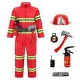 thumbnail image 1 of DHFJKG Carnival Toddler Boys Firefighter Officer Dress Up Outfit For Boys Kids Fireman Outfit For Party Show Performance Child Kids Boys Stylish Outfits 1-2 Years, 1 of 7