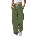 thumbnail image 1 of DHFJKG Casual Joggers Sweatpants Womens Solid Color Ribbed High Rise Loose Fit Elastic Drawstring Ankle-Tied Pants Sportswear Classic Trousers, 1 of 6