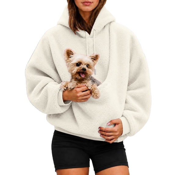 DHFJKG Cat Dog Pouch Hoodies For Women Fuzzy Sweatshirt Pet Holder Kangaroo Pocket Carries Pullover
