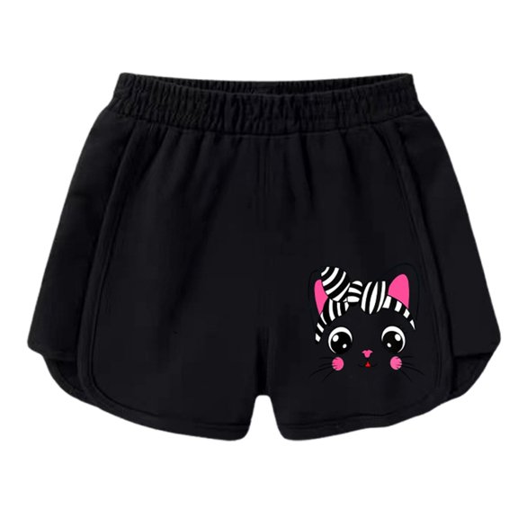 DHFJKG Child Girls Shorts Casual Shorts Comfortable Fashion Cute Printed Loose Fit Shorts Everyday Wear Girls Baggy Leisure Trousers 8-9 Years