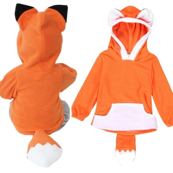 DHFJKG Child Hoodies For Boy Girl Animals Shape Ears Hooded Long Sleeve Pocket Sweatshirts Pullover With Tail Cute Comfort Tops