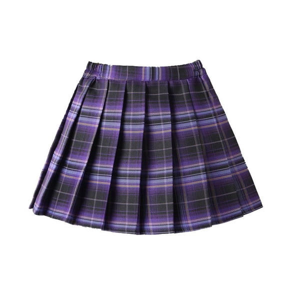 DHFJKG Children's Pleated Skirts For Girls Preppy Style Plaid A-Line Mini Skirt School Uniforms Skater Trendy Skirt