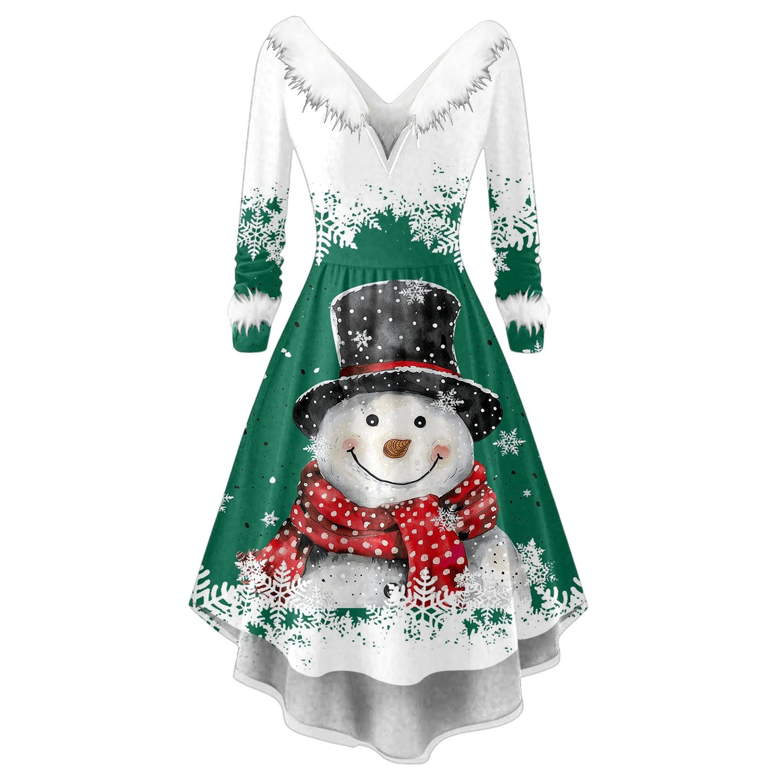 DHFJKG Christmas Dresses For Women Xmas Fuzzy Trim Deep V Neck Long — free download