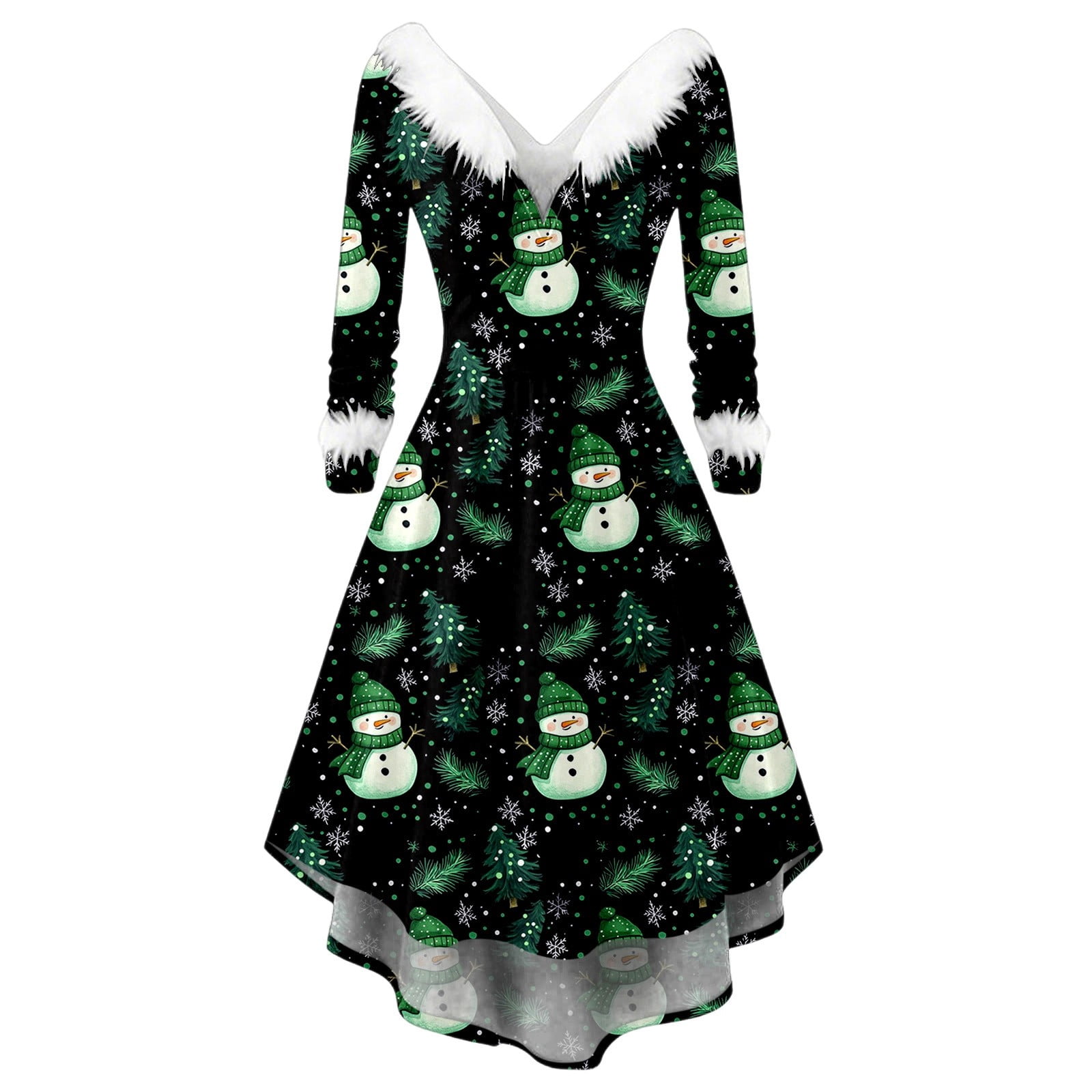 Xmas Dresses For Women Funny Ugly Christmas Dress For Women - Long Sleeve  Crewneck Holiday Party Outfit With Festive Print Long Sleeve Festive Print  Dress