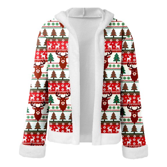 DHFJKG Christmas Hooodies For Men Fuzzy Lining Fluffy Trim Open Front Jacket Cardigan Xmas Festive Holiday Outerwear
