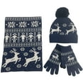 thumbnail image 1 of DHFJKG Christmas Knit Scarf Hat Gloves Set Unisex Reindeer Pattern Warm Long Scarves Beanie Mittens 3PCS Cold Weather Cozy Windproof Warm Set, 1 of 7