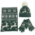 thumbnail image 1 of DHFJKG Christmas Knit Scarf Hat Gloves Set Unisex Reindeer Pattern Warm Long Scarves Beanie Mittens 3PCS Cold Weather Soft Windproof Warm Set, 1 of 7