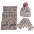 thumbnail image 1 of DHFJKG Christmas Knit Scarf Hat Gloves Set Unisex Reindeer Pattern Warm Long Scarves Beanie Mittens 3PCS Cold Weather Versatile Windproof Warm Set, 1 of 7