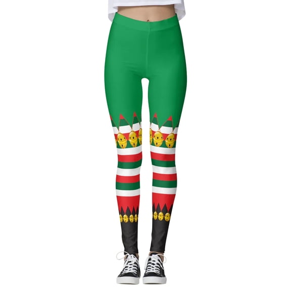 DHFJKG Christmas Leggings For Women Festive Holiday Printed Mid Rise High Strechy Opaque Slim Pants For Running Cycling Yoga Soft Trousers